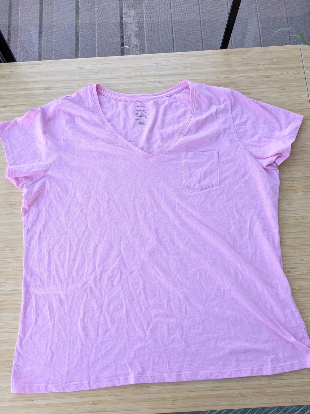 George Light Pink V-Neck Cap-Sleeve Pocket Tee